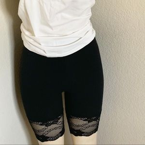 Biker Shorts w/ Lace Trim